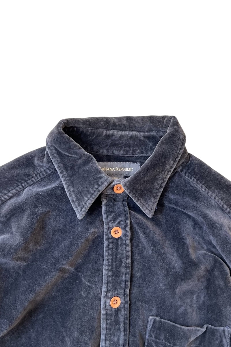 90'S-Y2K EARLY 00'S L/S VELOUR SHIRT / BLACK [SIZE: M USED]