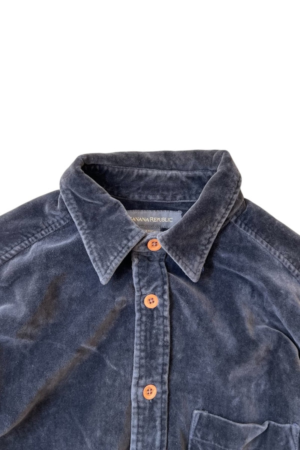 90'S-Y2K EARLY 00'S L/S VELOUR SHIRT / BLACK [SIZE: M USED]