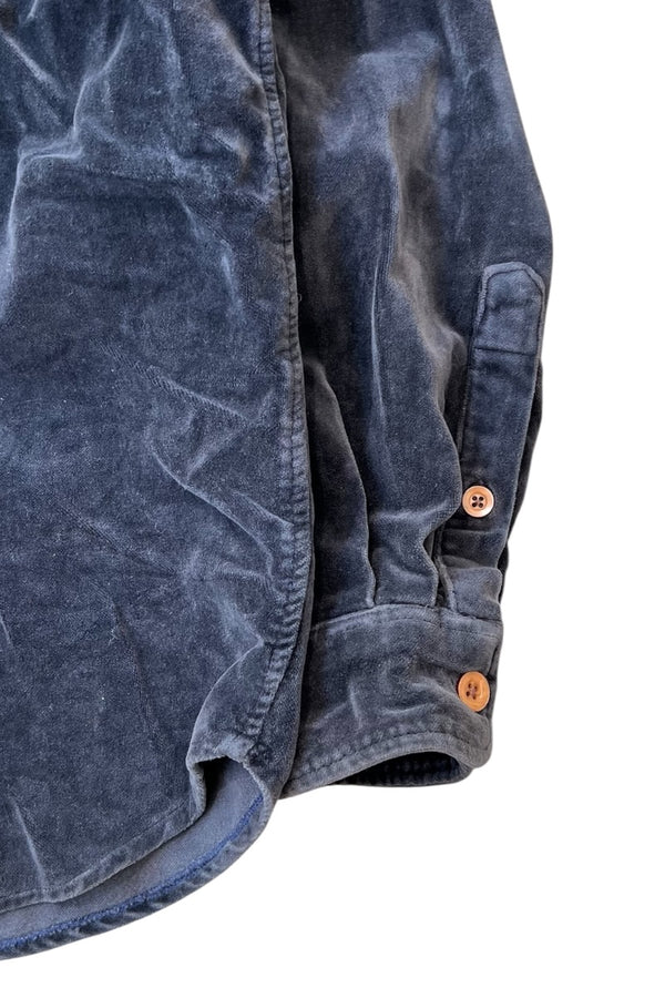 90'S-Y2K EARLY 00'S L/S VELOUR SHIRT / BLACK [SIZE: M USED]