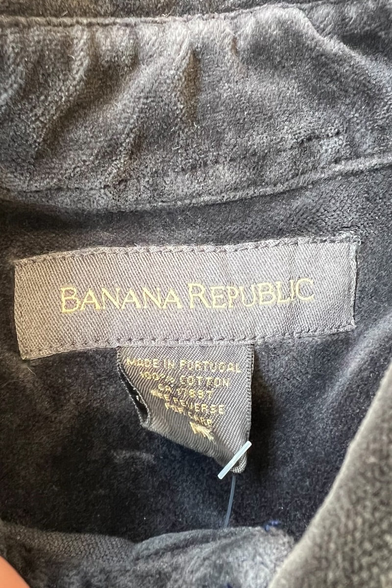 90'S-Y2K EARLY 00'S L/S VELOUR SHIRT / BLACK [SIZE: M USED]