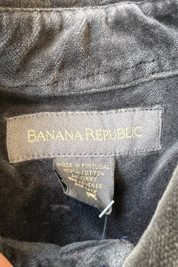 90'S-Y2K EARLY 00'S L/S VELOUR SHIRT / BLACK [SIZE: M USED]