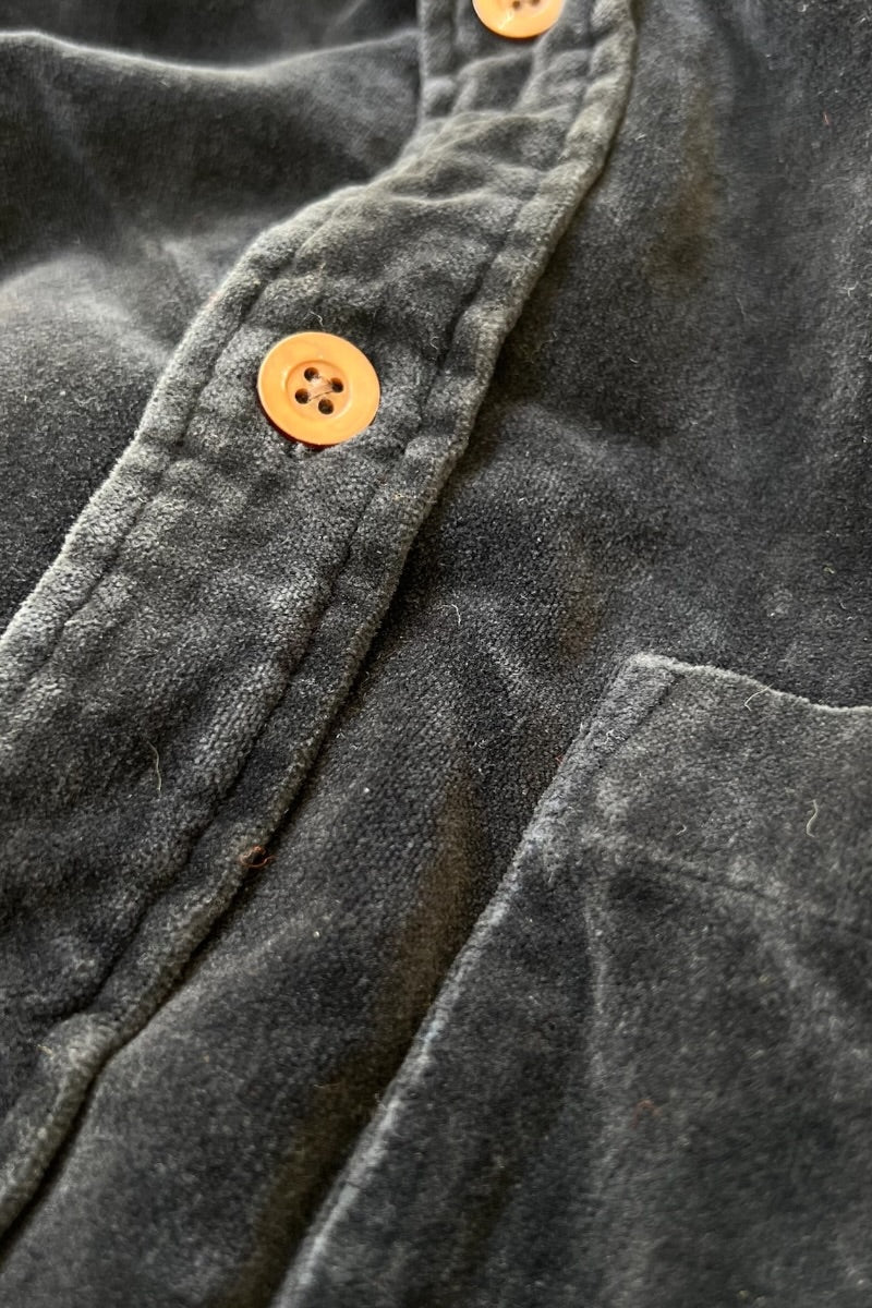 90'S-Y2K EARLY 00'S L/S VELOUR SHIRT / BLACK [SIZE: M USED]