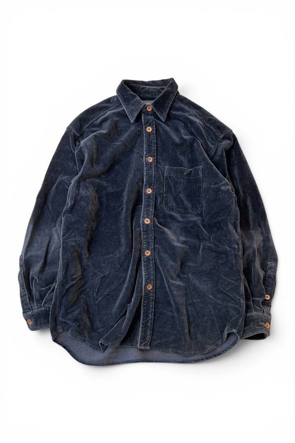 90'S-Y2K EARLY 00'S L/S VELOUR SHIRT / BLACK [SIZE: M USED]