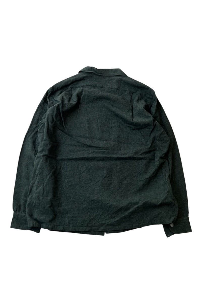 60'S L/S WOOL OPEN COLLAR SHIRT / KHAKI [SIZE: L USED]