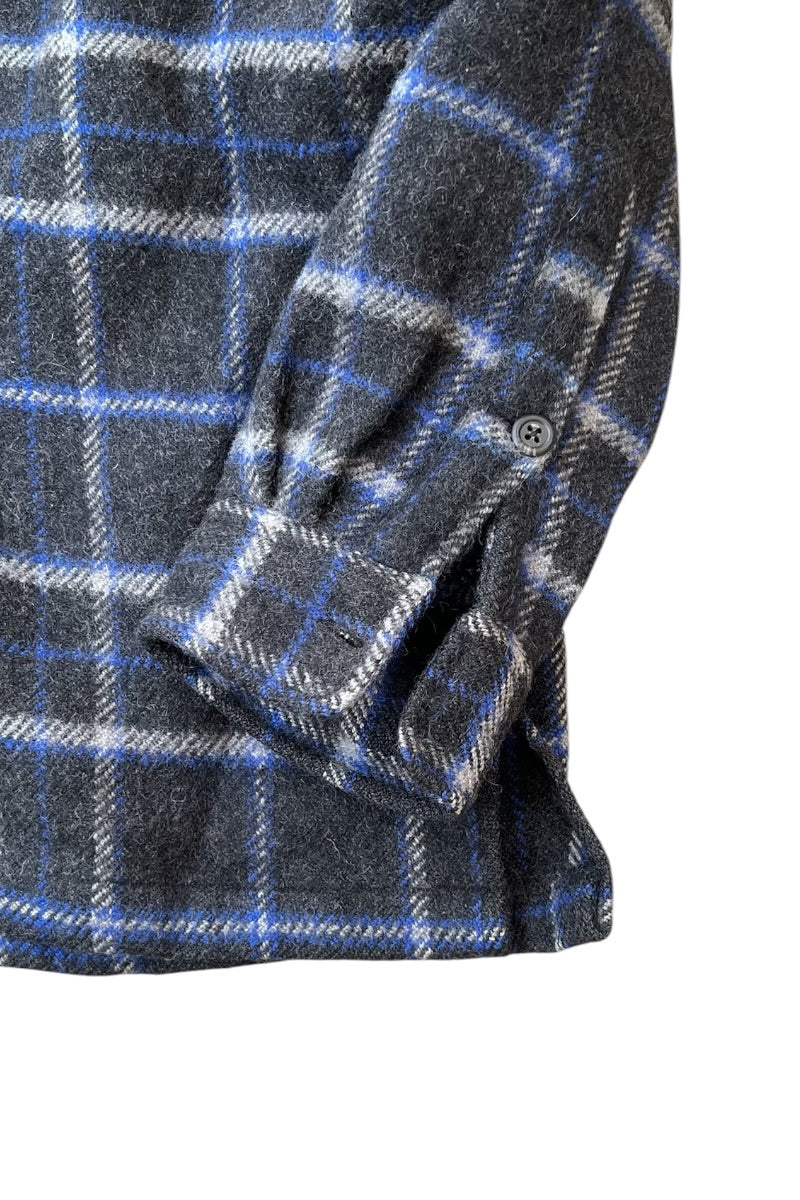 90'S L/S WOOL CHECK SHIRT JACKET / BLACK [SIZE: XL USED]
