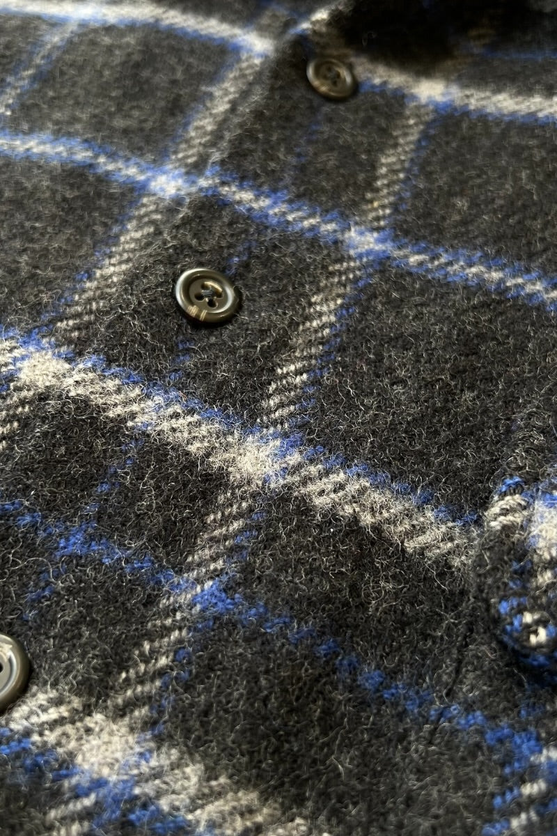 90'S L/S WOOL CHECK SHIRT JACKET / BLACK [SIZE: XL USED]
