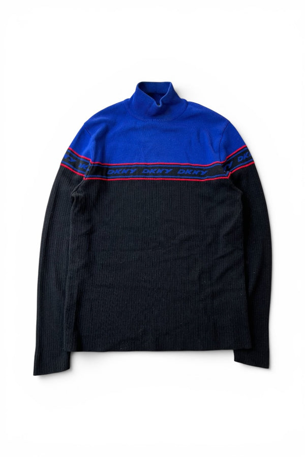 90'S HIGH NECK KNIT SWEATER / BLACK [SIZE: M USED]
