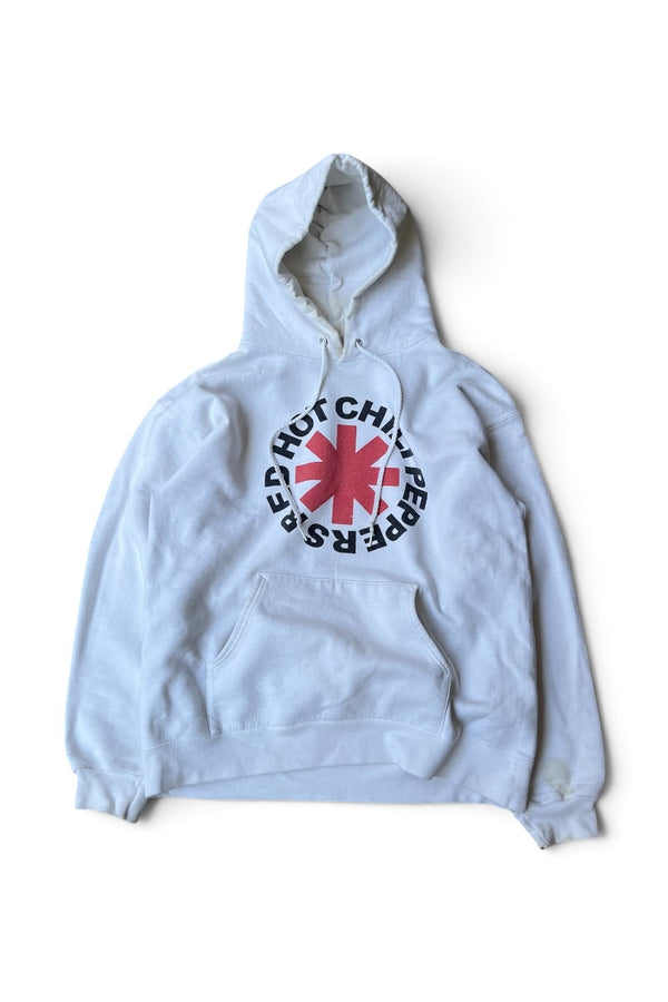 90'S RED HOT CHILIPEPPERS BAND HOODIE SWEATSHIRT BOOTLEG / WHITE [SIZE: L USED]