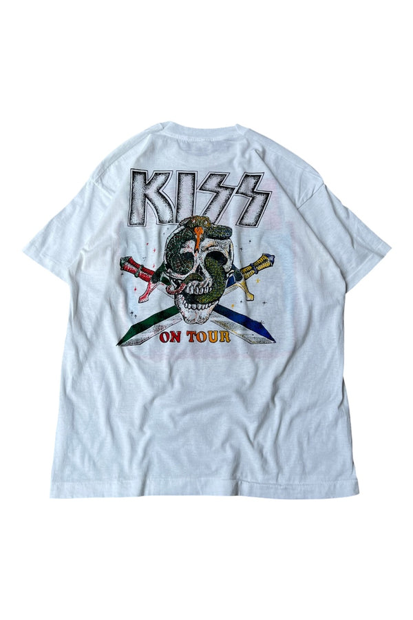 MADE IN USA 92'S KISS REVENGE BAND T-SHIRT / WHITE [SIZE: XL USED]