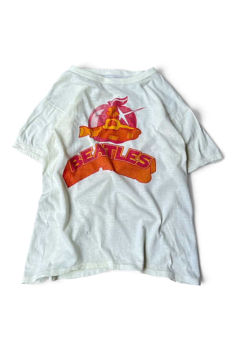 70'S BEATLES YELLOW SUBMARINE RINGER BAND T-SHIRT / YELLOW [SIZE: S USED]