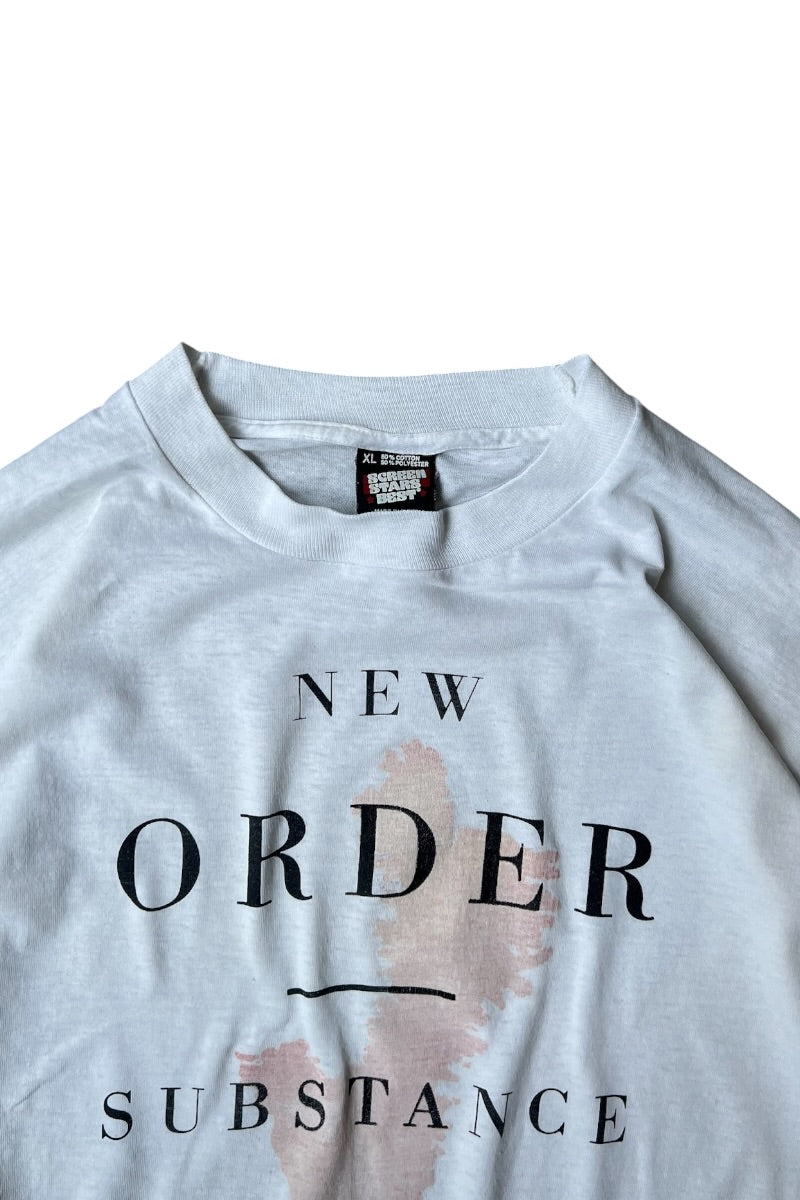 MADE IN USA 87'S NEW ORDER SUBSTANCE BAND T-SHIRT / WHITE [SIZE: XL USED]