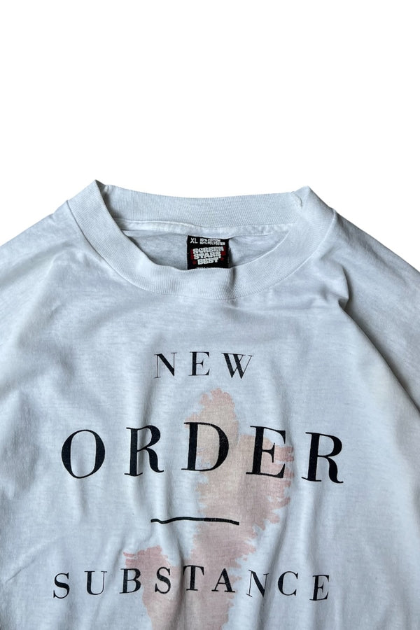MADE IN USA 87'S NEW ORDER SUBSTANCE BAND T-SHIRT / WHITE [SIZE: XL USED]