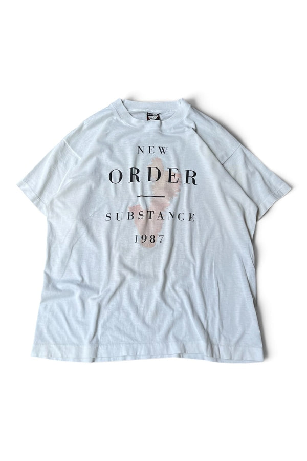 MADE IN USA 87'S NEW ORDER SUBSTANCE BAND T-SHIRT / WHITE [SIZE: XL USED]