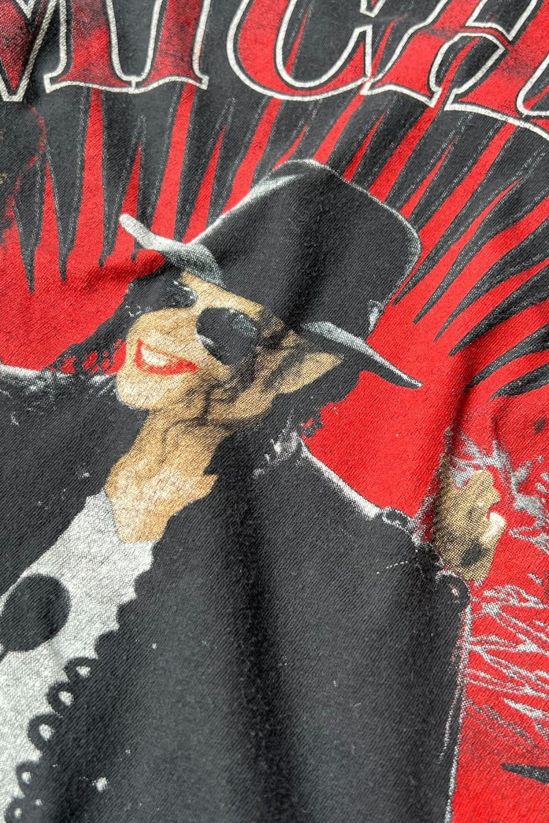 80-90'S MICHAEL JACKSON BOOTLEG ALL PRINT MUSIC T-SHIRT / BLACK [SIZE: L USED]