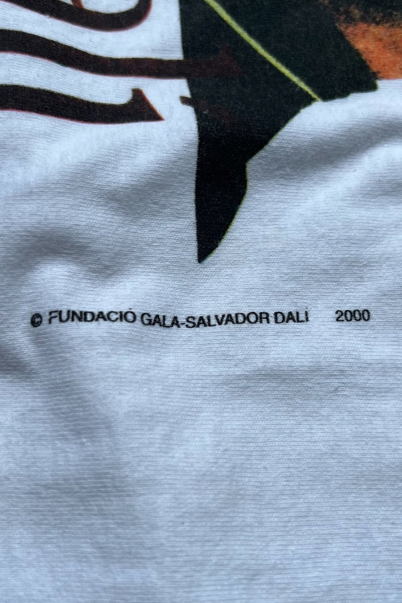 Y2K 00'S SALVADOR DALI PARODY ART T-SHIRT / WHITE [SIZE: M USED]