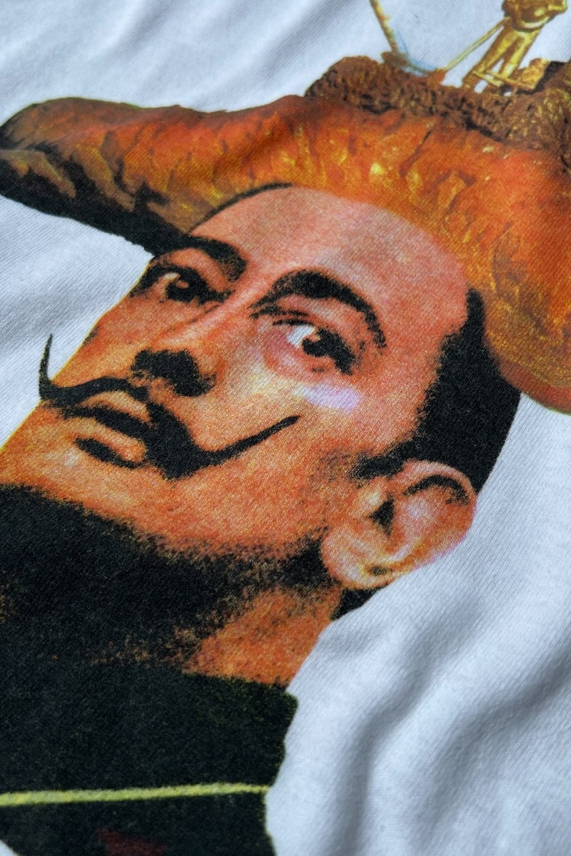 Y2K 00'S SALVADOR DALI PARODY ART T-SHIRT / WHITE [SIZE: M USED]