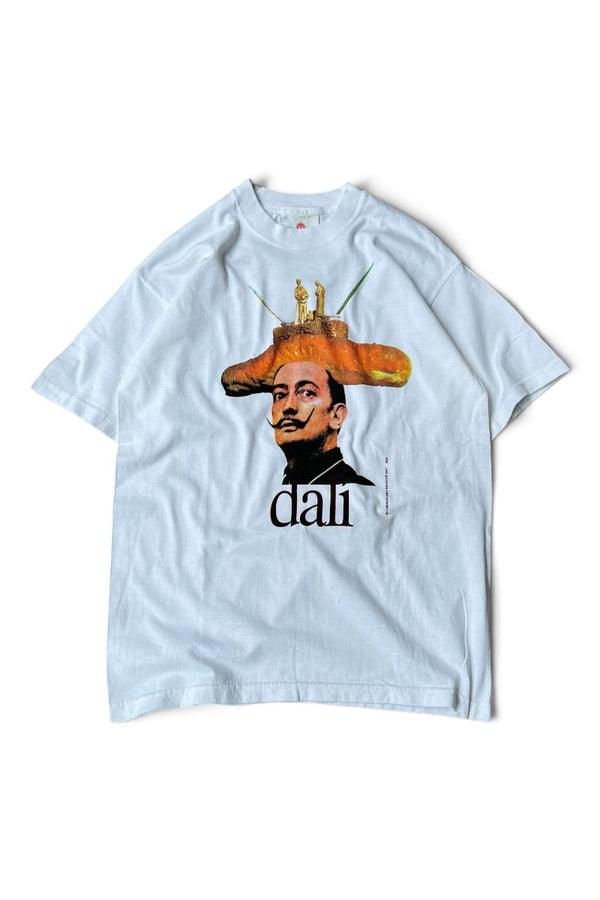 Y2K 00'S SALVADOR DALI PARODY ART T-SHIRT / WHITE [SIZE: M USED]