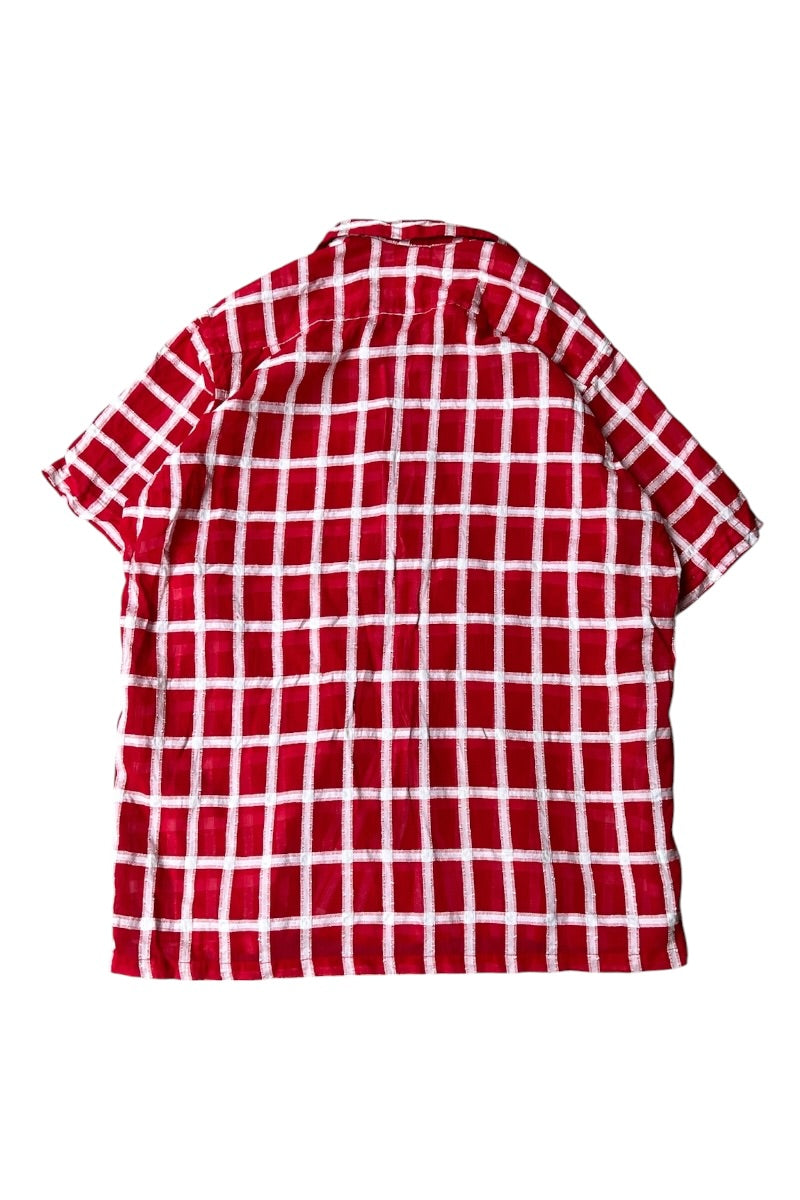 60-70'S S/S SWISS VIOLE CHECK SHIRT / RED [SIZE: M USED]