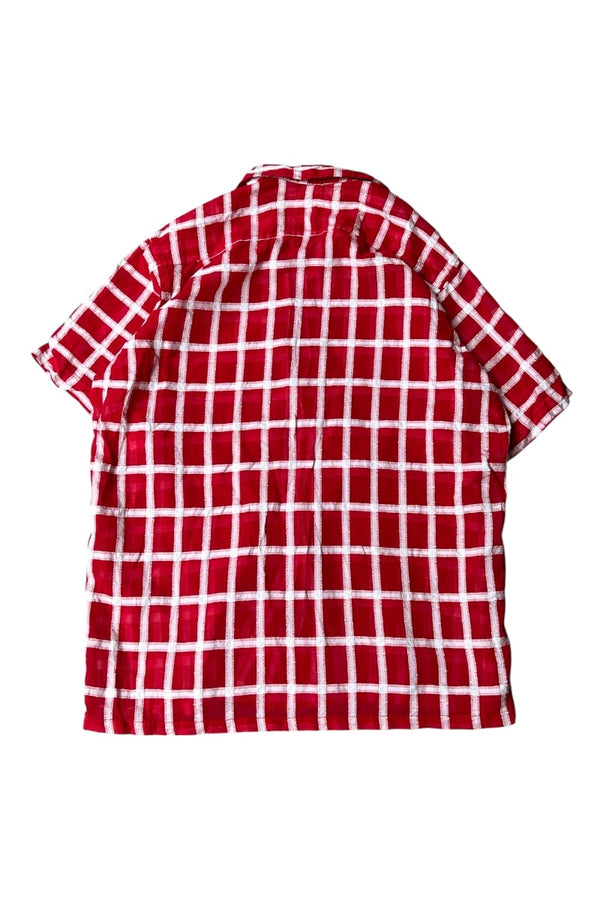 60-70'S S/S SWISS VIOLE CHECK SHIRT / RED [SIZE: M USED]