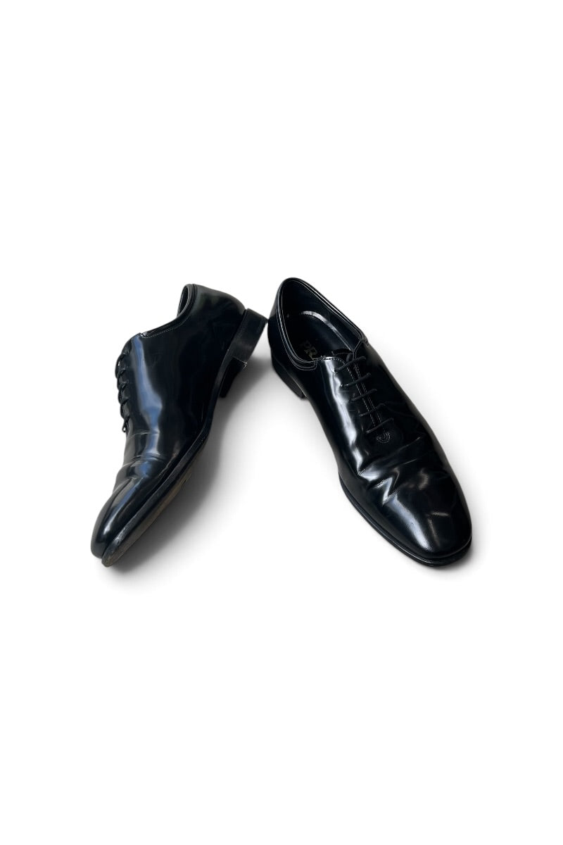 MADE IN ITALY LEATHER FLAT SHOES / BLACK [SIZE: 9 (28cm相当) USED]