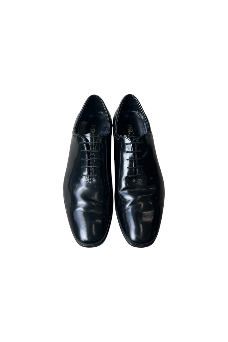 MADE IN ITALY LEATHER FLAT SHOES / BLACK [SIZE: 9 (28cm相当) USED]