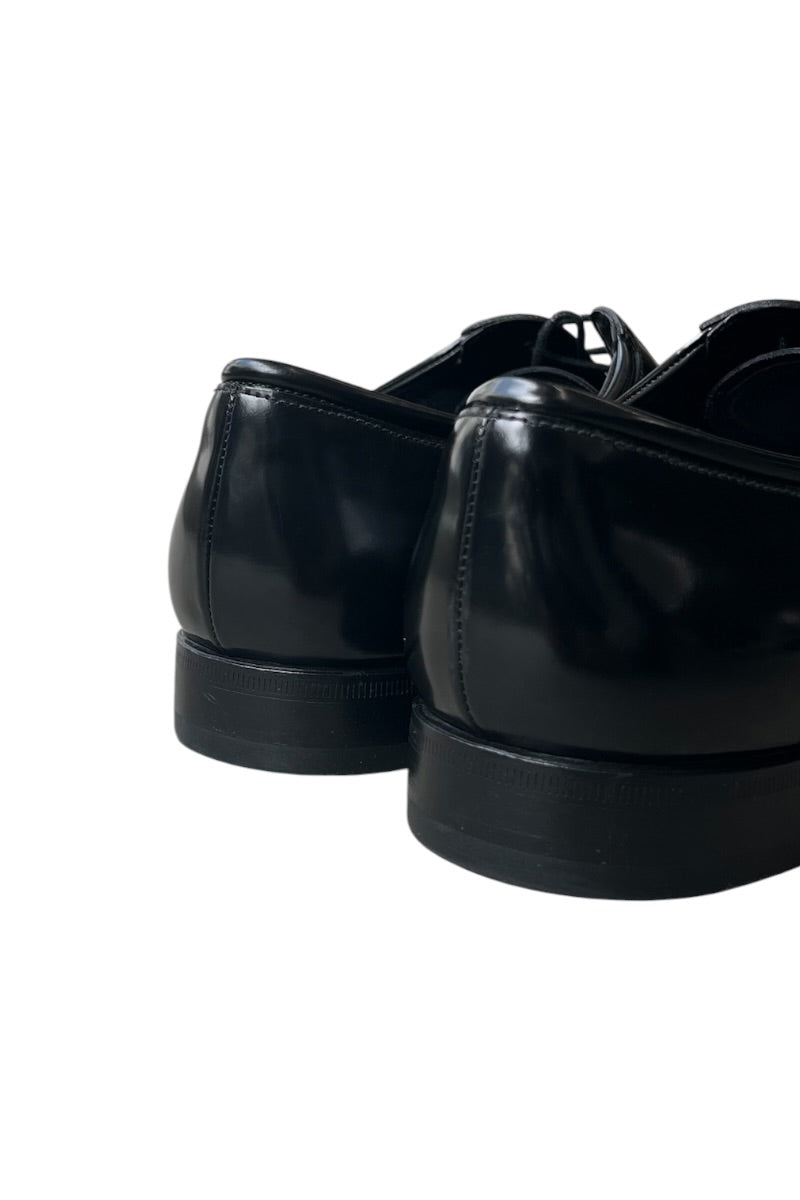 MADE IN ITALY LEATHER FLAT SHOES / BLACK [SIZE: 9 (28cm相当) USED]
