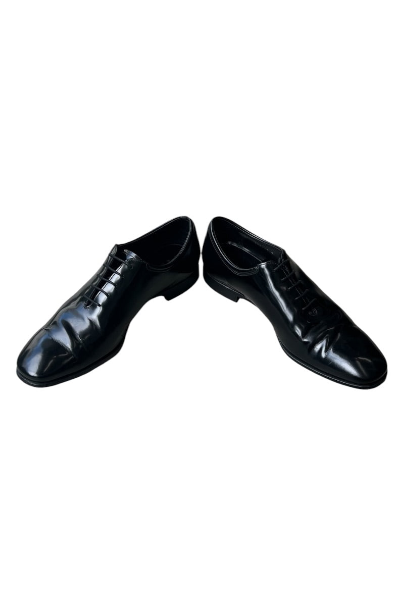 MADE IN ITALY LEATHER FLAT SHOES / BLACK [SIZE: 9 (28cm相当) USED]