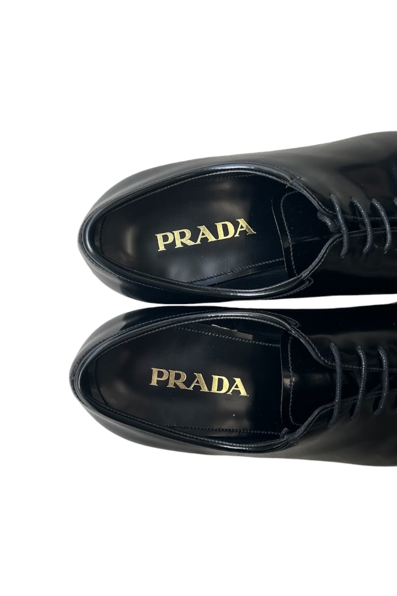 MADE IN ITALY LEATHER FLAT SHOES / BLACK [SIZE: 9 (28cm相当) USED]