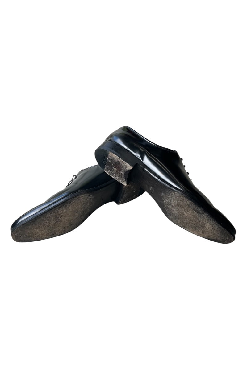 MADE IN ITALY LEATHER FLAT SHOES / BLACK [SIZE: 9 (28cm相当) USED]