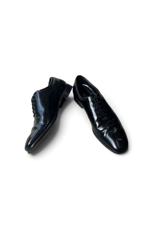 MADE IN ITALY LEATHER FLAT SHOES / BLACK [SIZE: 9 (28cm相当) USED]