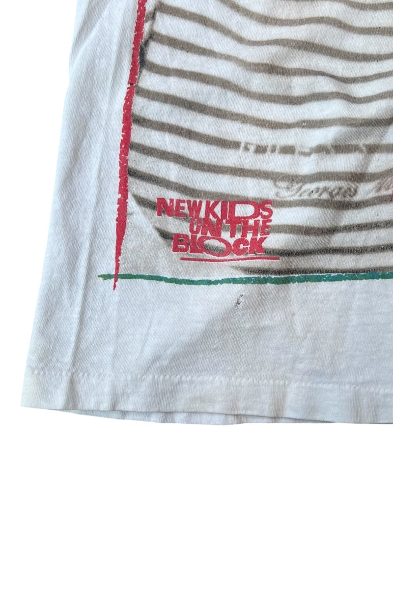 MADE IN USA 89'S NEW KIDS ON THE BLOCK BAND T-SHIRT / WHITE [SIZE: M USED]