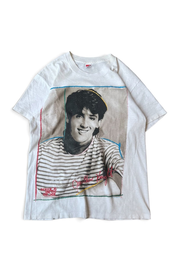 MADE IN USA 89'S NEW KIDS ON THE BLOCK BAND T-SHIRT / WHITE [SIZE: M USED]