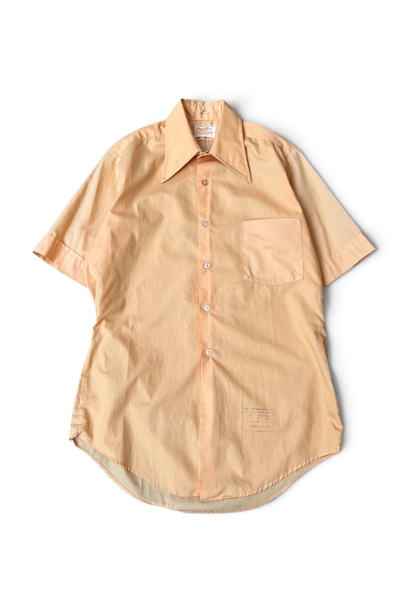 70'S DACRON POLYESTER S/S SHIRT / ORANGE [SIZE: S USED]