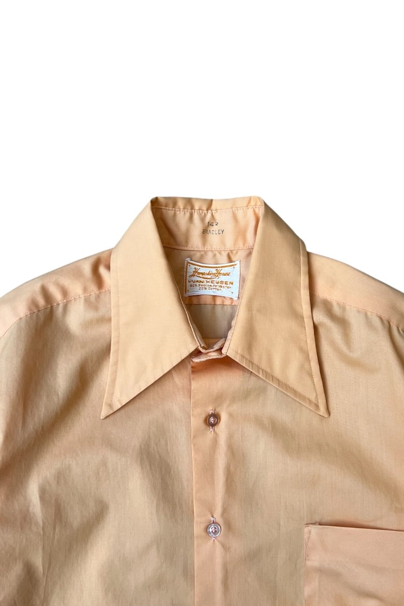 70'S DACRON POLYESTER S/S SHIRT / ORANGE [SIZE: S USED]