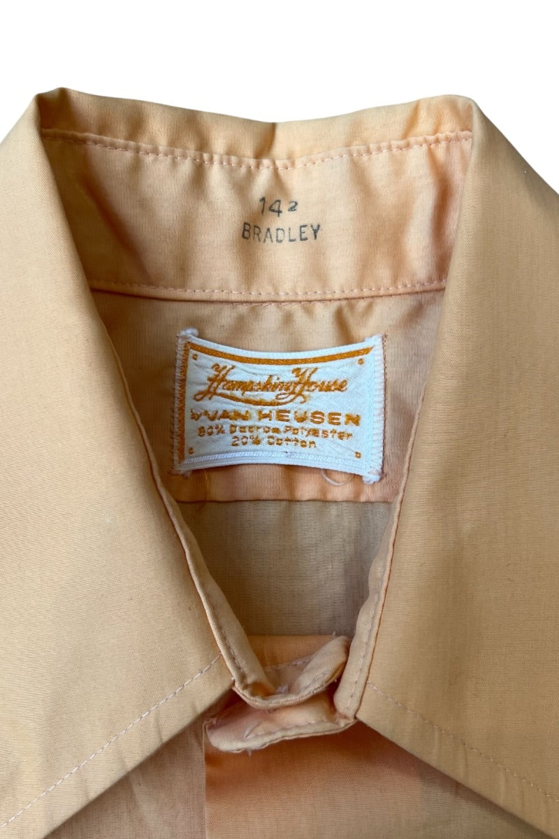 70'S DACRON POLYESTER S/S SHIRT / ORANGE [SIZE: S USED]