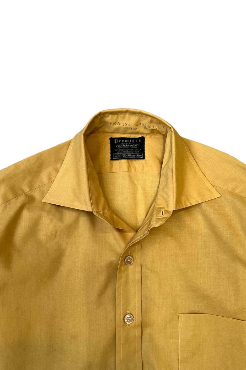 70'S L/S CUFF DRES SHIRT / YELLOW [SIZE: M USED]