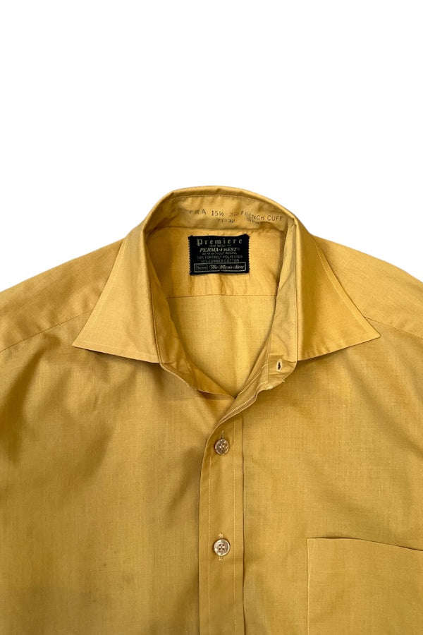 70'S L/S CUFF DRES SHIRT / YELLOW [SIZE: M USED]