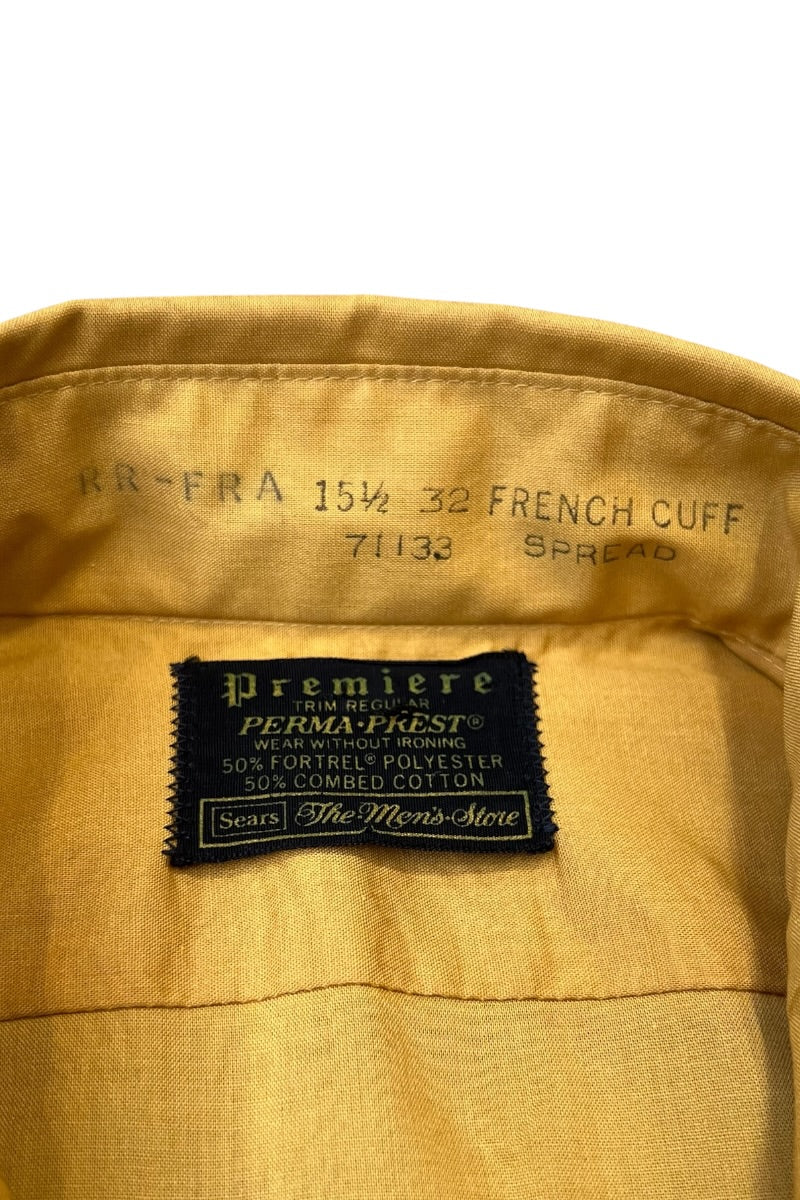 70'S L/S CUFF DRES SHIRT / YELLOW [SIZE: M USED]