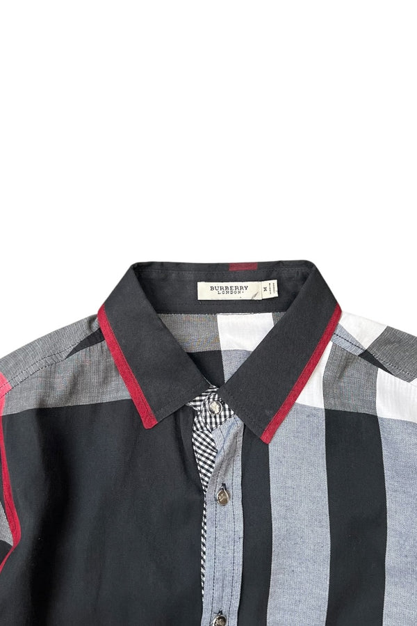 MADE IN LONDON L/S CHECK SHIRT / BLACK [SIZE: M USED]
