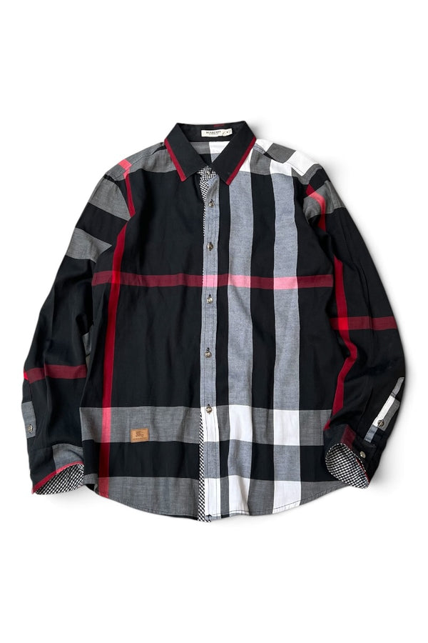 MADE IN LONDON L/S CHECK SHIRT / BLACK [SIZE: M USED]
