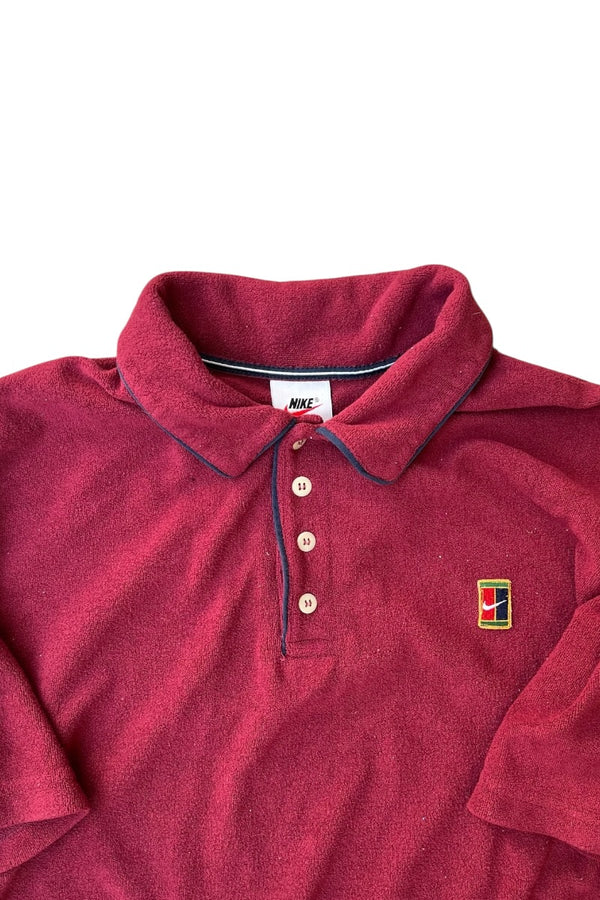MADE IN USA 90'S S/S PILE POLO SHIRT / BURGUNDY [SIZE: L USED]