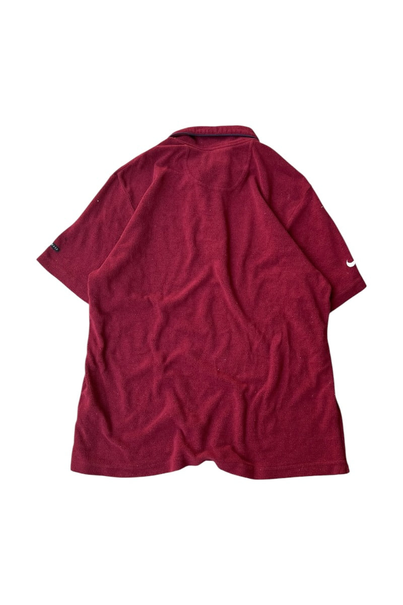 MADE IN USA 90'S S/S PILE POLO SHIRT / BURGUNDY [SIZE: L USED]