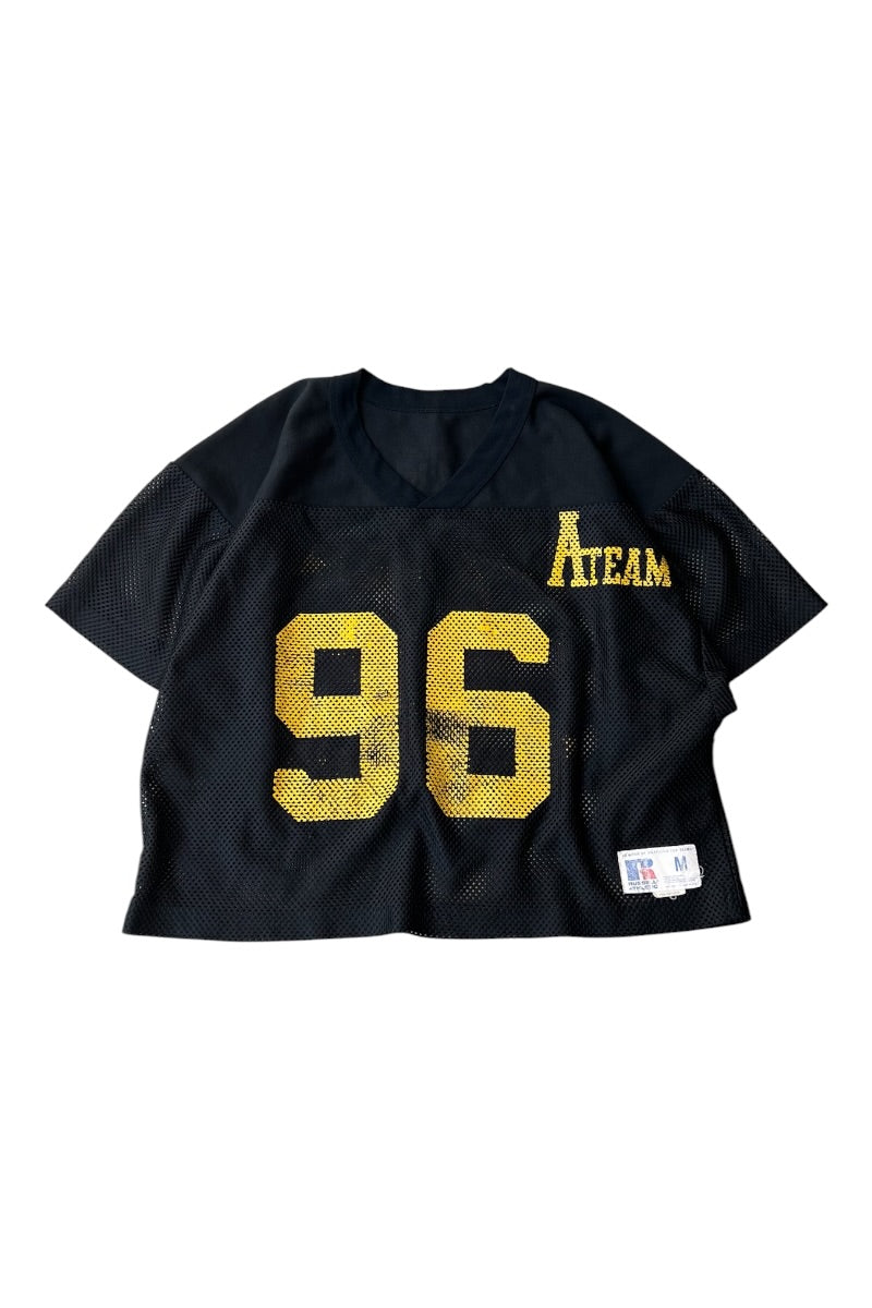 MADE IN USA 80'S ARMSTRONG V-NECK MESH GAME SHIRT / BLACK [SIZE: M USED]