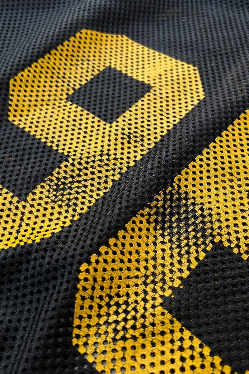 MADE IN USA 80'S ARMSTRONG V-NECK MESH GAME SHIRT / BLACK [SIZE: M USED]