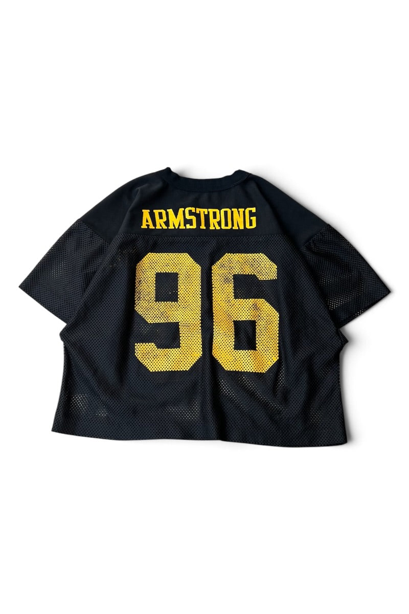 MADE IN USA 80'S ARMSTRONG V-NECK MESH GAME SHIRT / BLACK [SIZE: M USED]