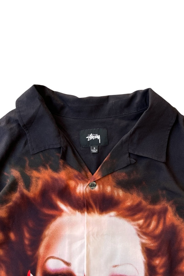 17SS FACE PRINTED RAYON S/S SHIRT / BLACK [SIZE: S USED]
