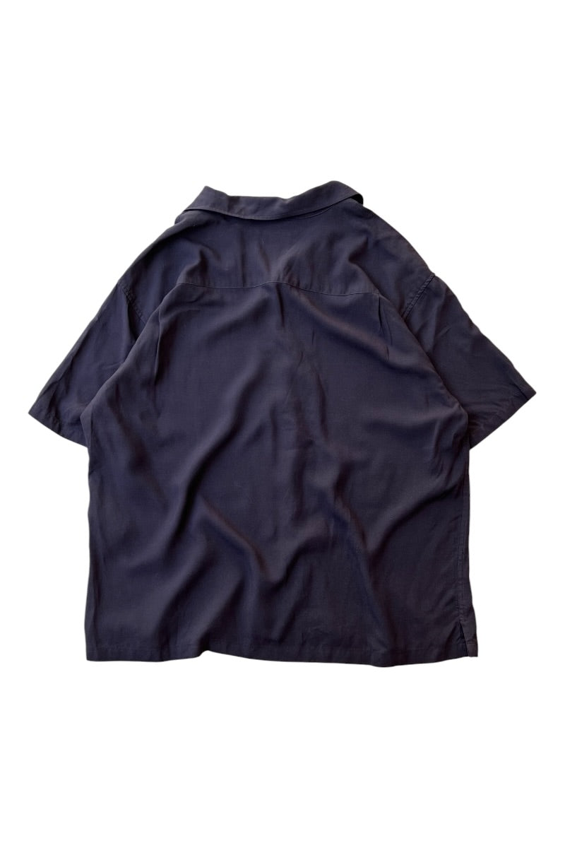 17SS FACE PRINTED RAYON S/S SHIRT / BLACK [SIZE: S USED]