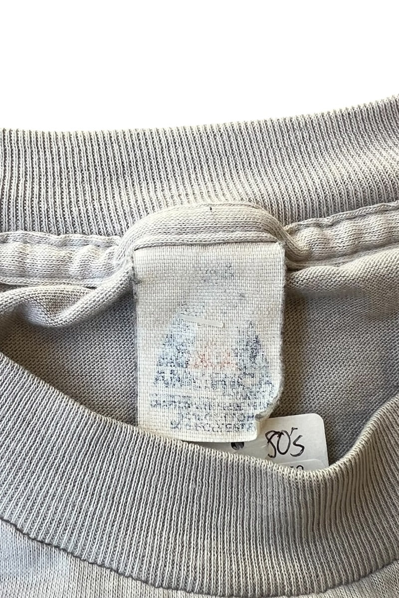 80'S SHIT HAPPENS LETTER T-SHIRT / GRAY [SIZE: M USED]