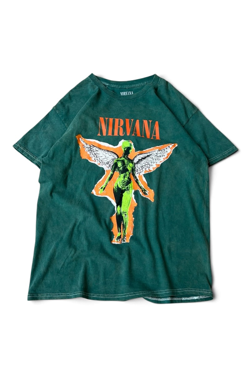 24'S NIRVANA IN UTERO MUSIC T-SHIRT / GREEN [SIZE: L USED]