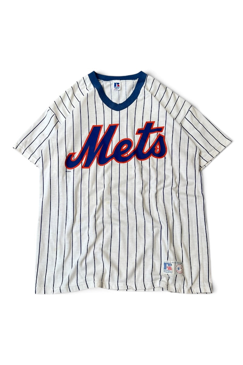 MADE IN USA 90'S NY METS BASEBALL T-SHIRT / WHITE [SIZE: L USED]